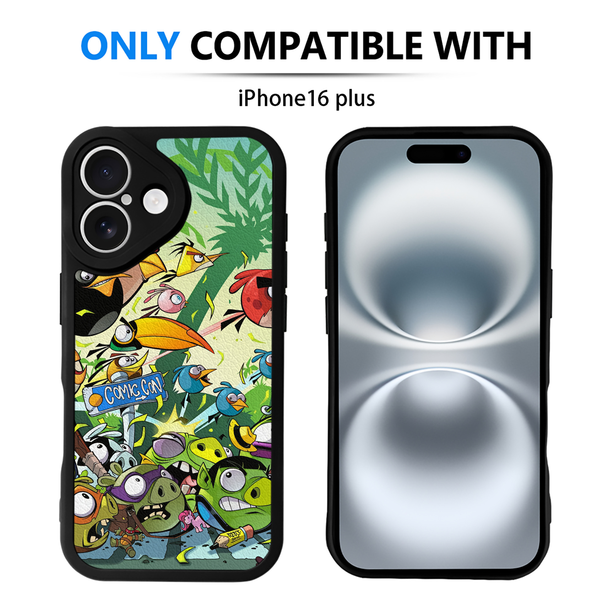 （画像用） Angry Birds アングリーバード 【iPhone 16シリーズ対応】シリコンスマホケース（レザー調） 材質：シリコン